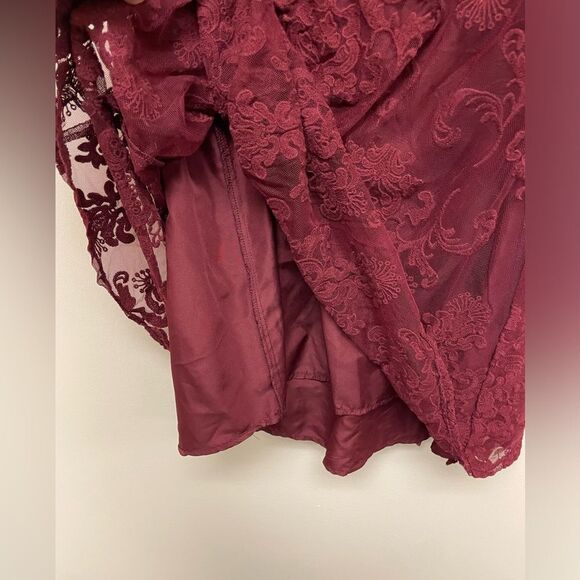BB Dakota Maroon Whimsy Goth Cadence Lace Swing Dress SZ S - Picture 4 of 5